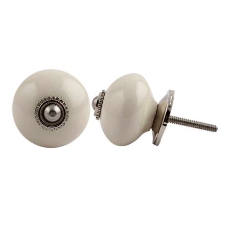 Cream Silver Fitting Ceramic Drawer Knob
